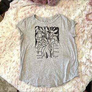 Grey LOFT print cap sleeve tee